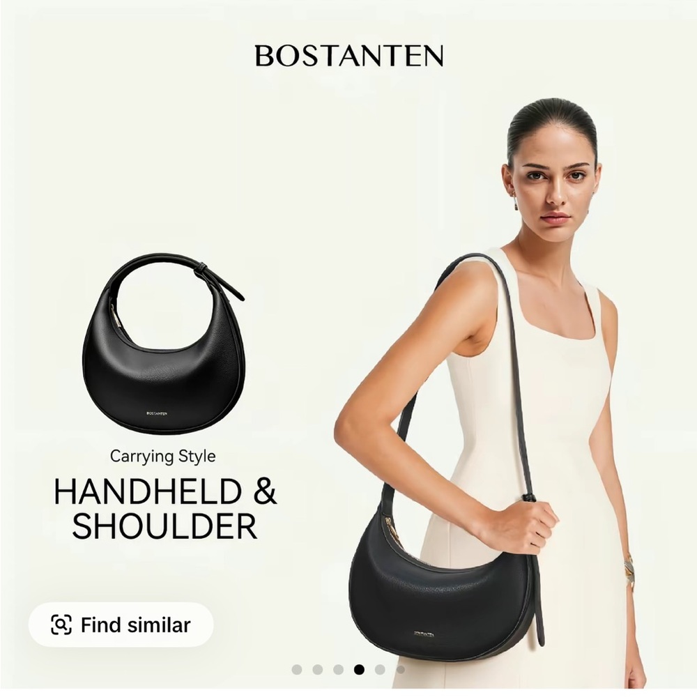 Black Crescent Shoulder Bag Faux Leather